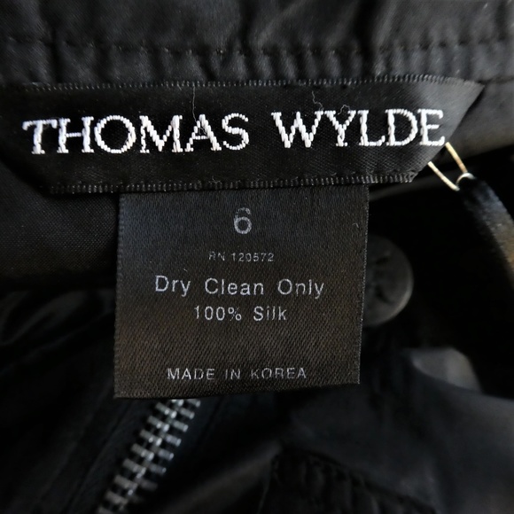 SiLK Thomas Wylde Black Jacket Coat Designer Etched Silver Hardware Snap Zip 6 - Picture 8 of 8